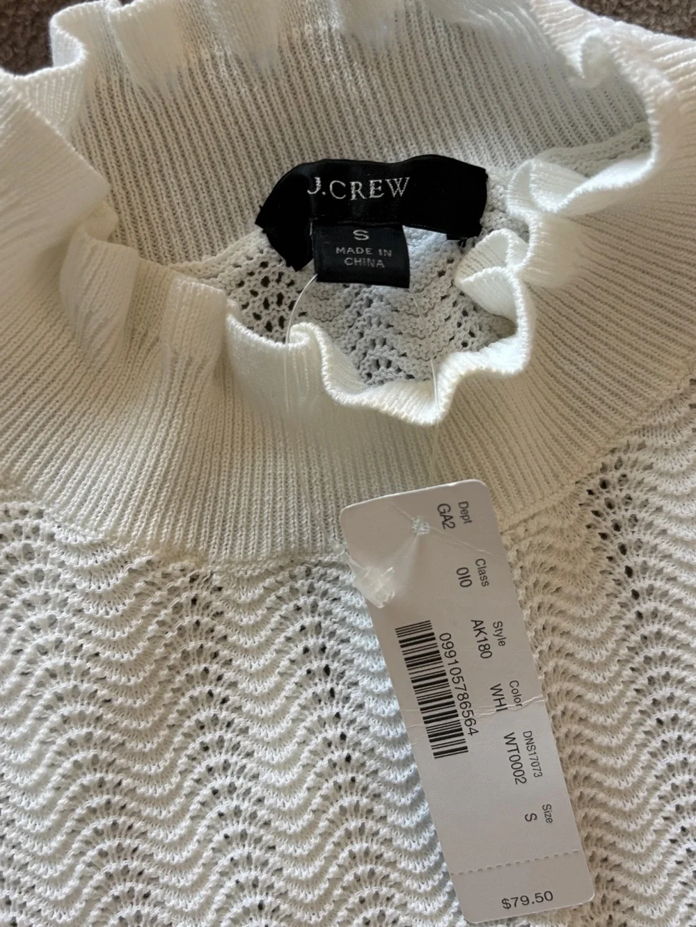 J. Crew Cream Textured Mock Neck Sweater